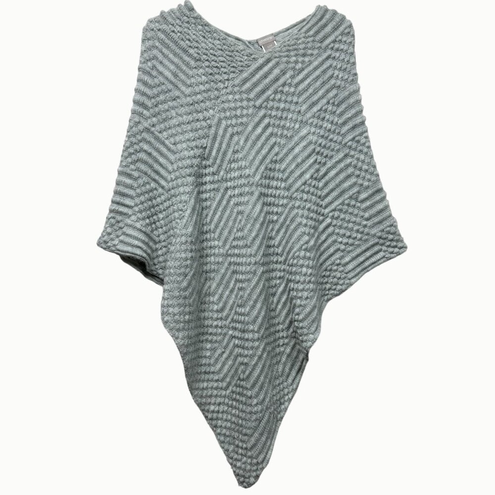 Chico’s Womens Poncho Sweater Gray Textured Knit Pullover Top S/M - Picture 1 of 6